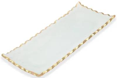 Glass Oblong Tray with Gold Edge