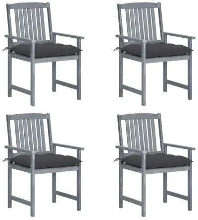 vidaXL Director's Chairs with Cushions 4 pcs Gray Solid Acacia Wood