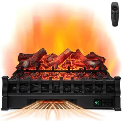 26 Inch Electric Fireplace Heater with Remote Control and Realistic Lemonwood Ember Bed-Black