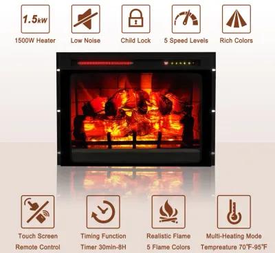 MONDAWE 28" Wall-Mounted Recessed Electric Fireplace 5120 BTU Heater with Remote Control Adjustable Flame Color & Heat Setting