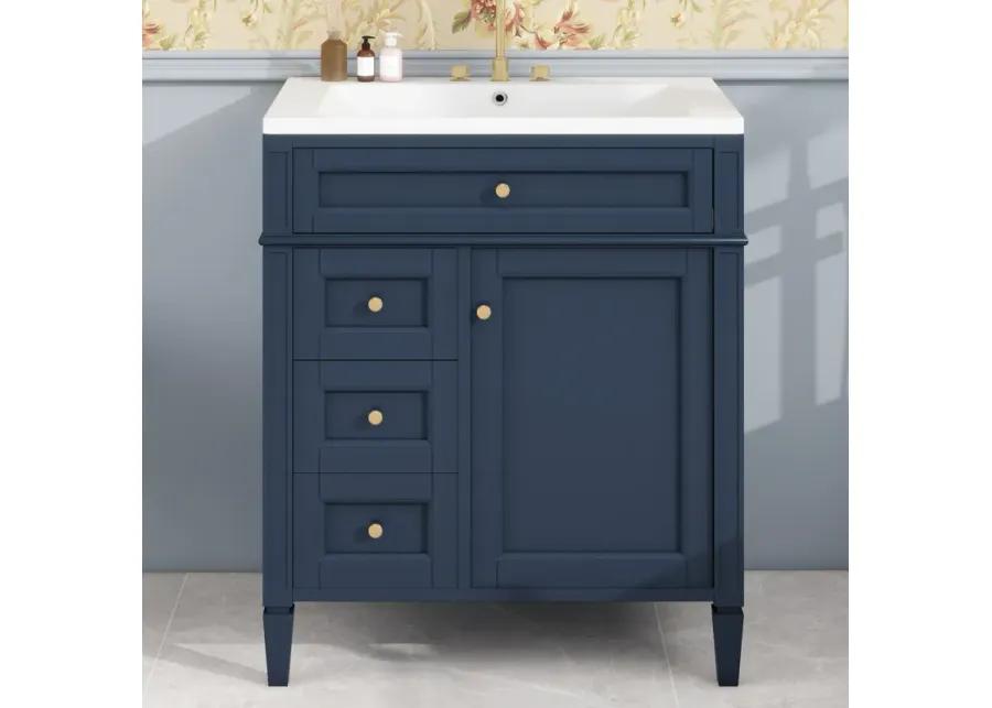 Modern Bathroom Vanity with Adjustable Shelf and Tip-Out Drawer