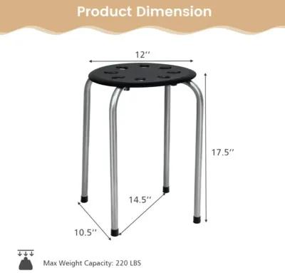 Hivvago 17.5 Inch Set of 6 Portable Plastic Stack Stools with Metal Frame