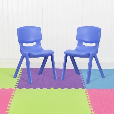 Flash Furniture Whitney 2 Pack Blue Plastic Stackable School Chair with 15.5" Seat Height