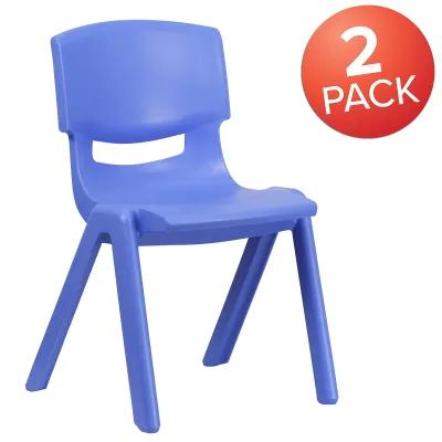 Flash Furniture Whitney 2 Pack Blue Plastic Stackable School Chair with 15.5" Seat Height