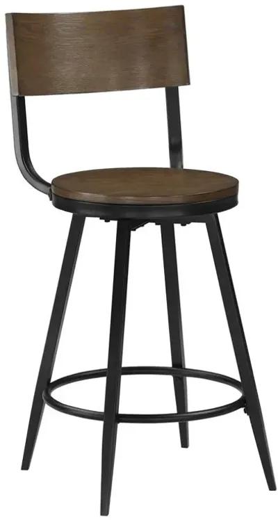 Dalia Brown Wood and Metal Swivel Stool