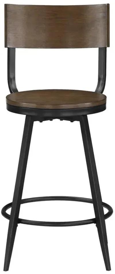 Dalia Brown Wood and Metal Swivel Stool