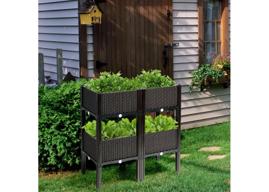 Hivvago Set of 4 Elevated Flower Vegetable Herb Grow Planter Box