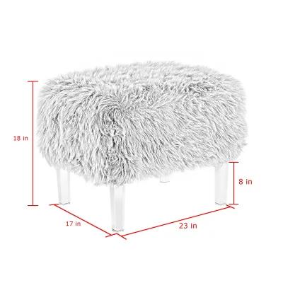 Inspired Home Wayne Faux Fur Ottoman