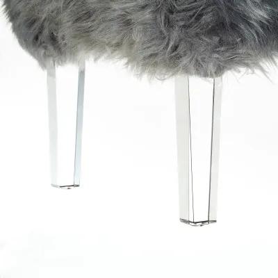 Inspired Home Wayne Faux Fur Ottoman