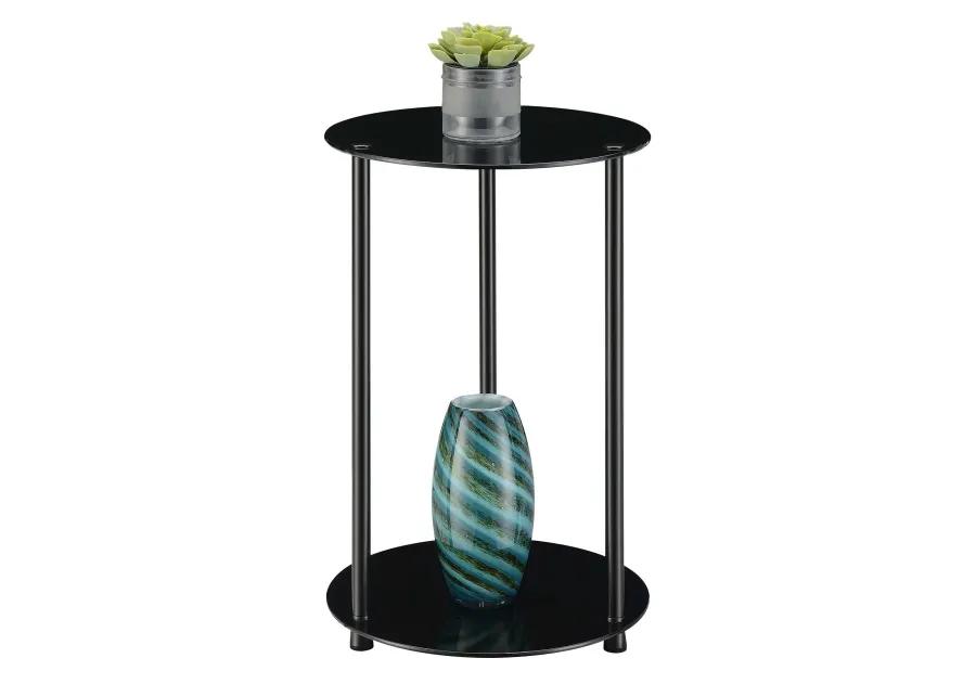 Convenience Concepts Designs2Go Classic 2-Tier Round End Table, 15.75" L x 15.75" W x 24" H, Black Glass