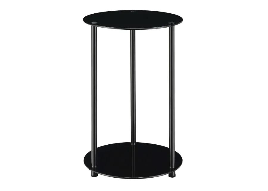 Convenience Concepts Designs2Go Classic 2-Tier Round End Table, 15.75" L x 15.75" W x 24" H, Black Glass