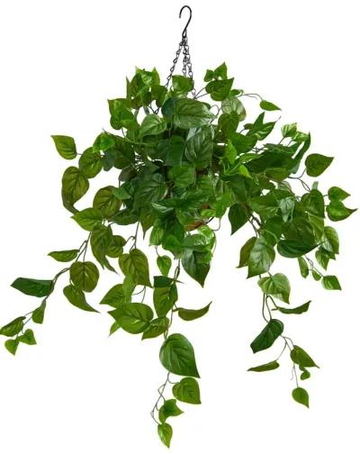 HomPlanti 2.5" Philodendron Artificial Plant in Hanging Basket