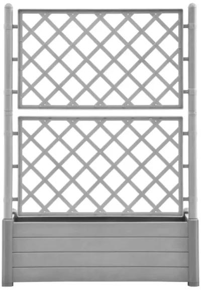 vidaXL Garden Planter with Trellis 39.4"x16.9"x55.9" PP Stone Gray