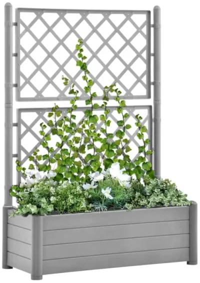 vidaXL Garden Planter with Trellis 39.4"x16.9"x55.9" PP Stone Gray