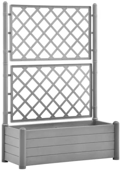 vidaXL Garden Planter with Trellis 39.4"x16.9"x55.9" PP Stone Gray