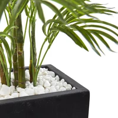 HomPlanti 4.5 Feet Areca Palm Tree with Black Wash Planter UV Resistant (Indoor/Outdoor)