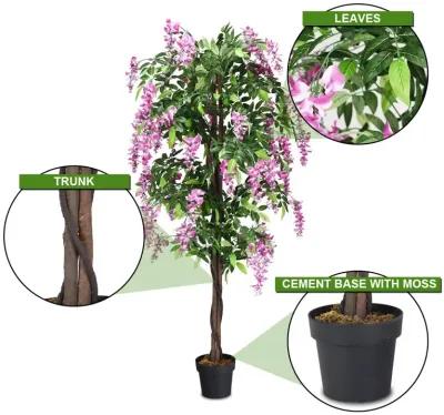 6-Feet Artificial Wisteria Silk Indoor-Outdoor Tree