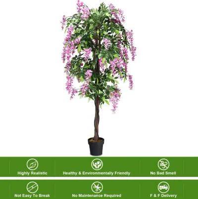 6-Feet Artificial Wisteria Silk Indoor-Outdoor Tree