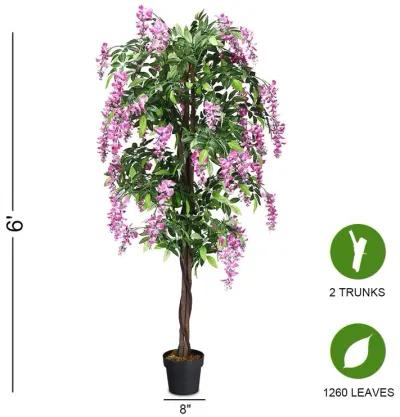 6-Feet Artificial Wisteria Silk Indoor-Outdoor Tree