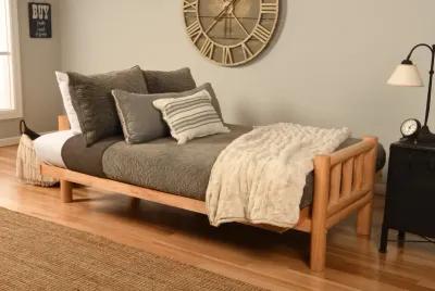 Lodge Futon in Natural Finish with Cabin Print Mattress