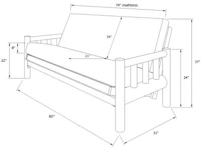 Lodge Futon in Natural Finish with Cabin Print Mattress