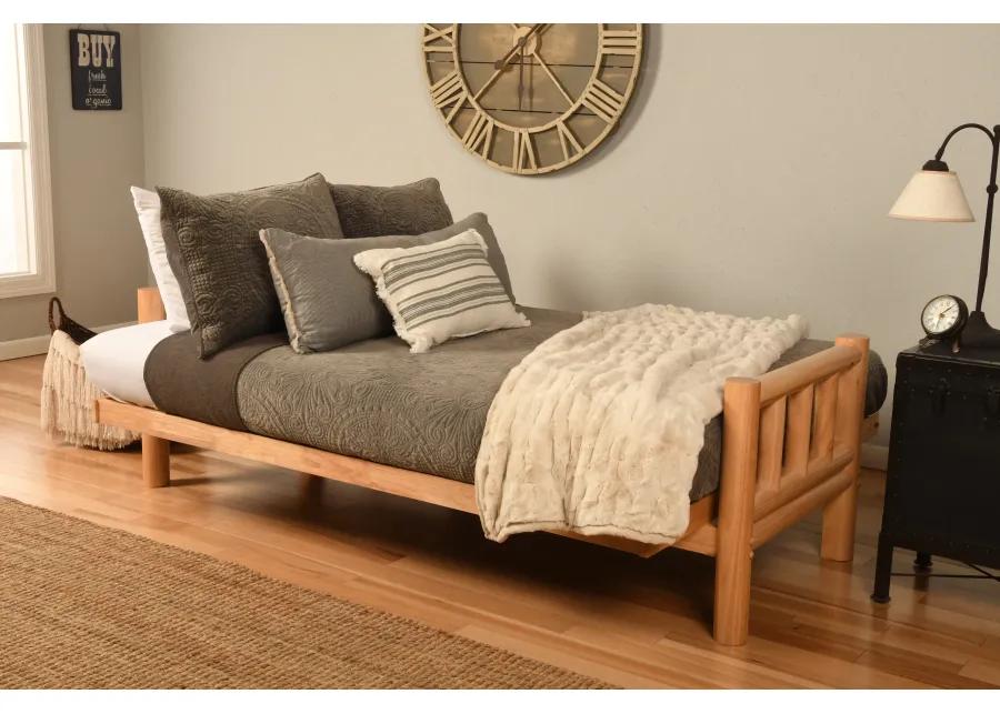 Lodge Futon in Natural Finish with Cabin Print Mattress