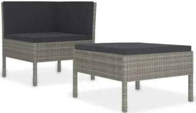 vidaXL 2 Piece Garden Lounge Set with Cushions Poly Rattan Gray