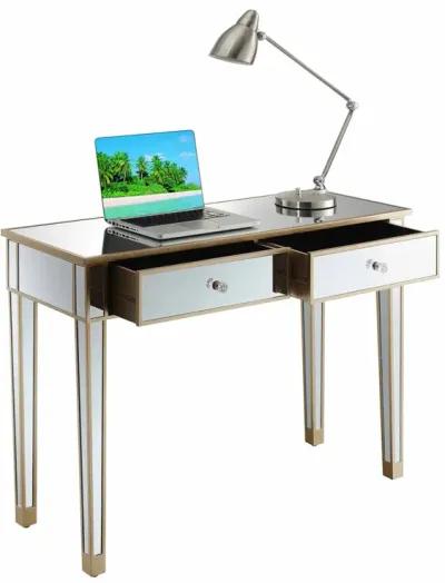 Convenience Concepts Gold Coast Mirrored 2 Drawer Desk