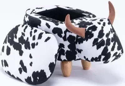 Black and White Cow Storage Ottoman