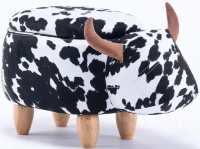 Black and White Cow Storage Ottoman