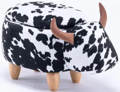 Black and White Cow Storage Ottoman