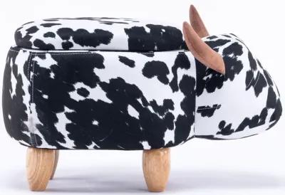 Black and White Cow Storage Ottoman