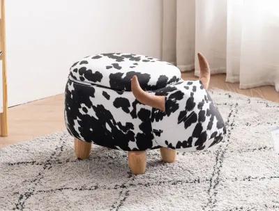 Black and White Cow Storage Ottoman