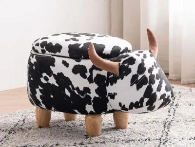 Black and White Cow Storage Ottoman