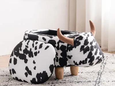 Black and White Cow Storage Ottoman