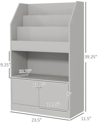 Gray Kids' Storage Cabinet: Bookshelf, Multi-Use for Playroom