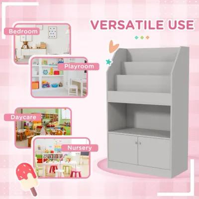 Gray Kids' Storage Cabinet: Bookshelf, Multi-Use for Playroom