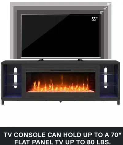 Ameriwood Home Lumina Modern Multi-Color Electric Fireplace Media Console with Crystals for TVs up to 70"