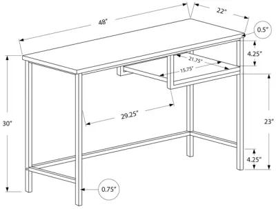 Monarch Specialties I 7368 Computer Desk, Home Office, Laptop, 48"L, Work, Metal, Laminate, White, Grey, Contemporary, Modern