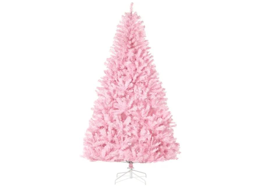 HOMCOM 7' Artificial Christmas Tree with Auto Open, Wide Shape, Pink