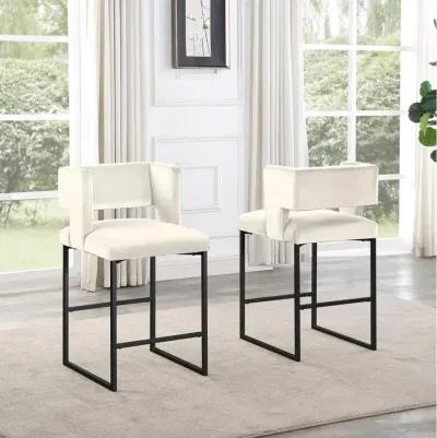 Lynx Velvet Bar Stools in Matte Black (Set of 2)