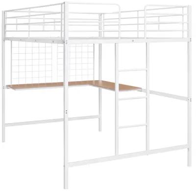 Merax Metal Loft Bed with Desk and Metal Grid