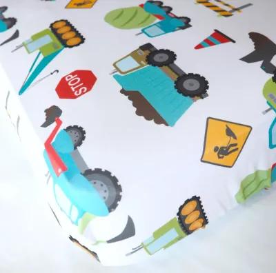 Super Soft Fitted Crib Sheet - Construction Trucks