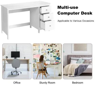 3-Drawer Home Office Study Computer Desk with Spacious Desktop