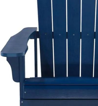 West Outdoor Patio Adirondack Chair, 30 Inch, Wood Style Blue Finish - Benzara