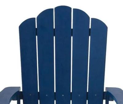 West Outdoor Patio Adirondack Chair, 30 Inch, Wood Style Blue Finish - Benzara