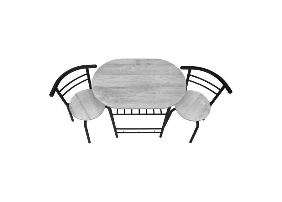 Monarch Specialties I 1207 Dining Table Set, 3pcs Set, Small, 32" L, Kitchen, Metal, Laminate, Grey, Black, Contemporary, Modern