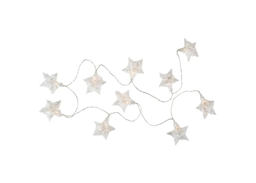 10 B/O LED Warm White Clear Star and Yarn Christmas Lights - 4.5 Ft  Clear Wire