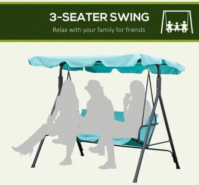 Green Patio Relaxation: 3-Person Porch Swing Chair with Canopy