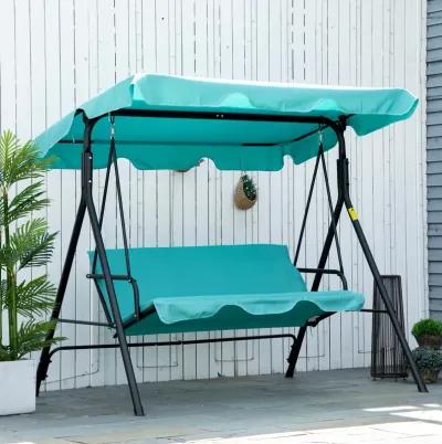 Green Patio Relaxation: 3-Person Porch Swing Chair with Canopy